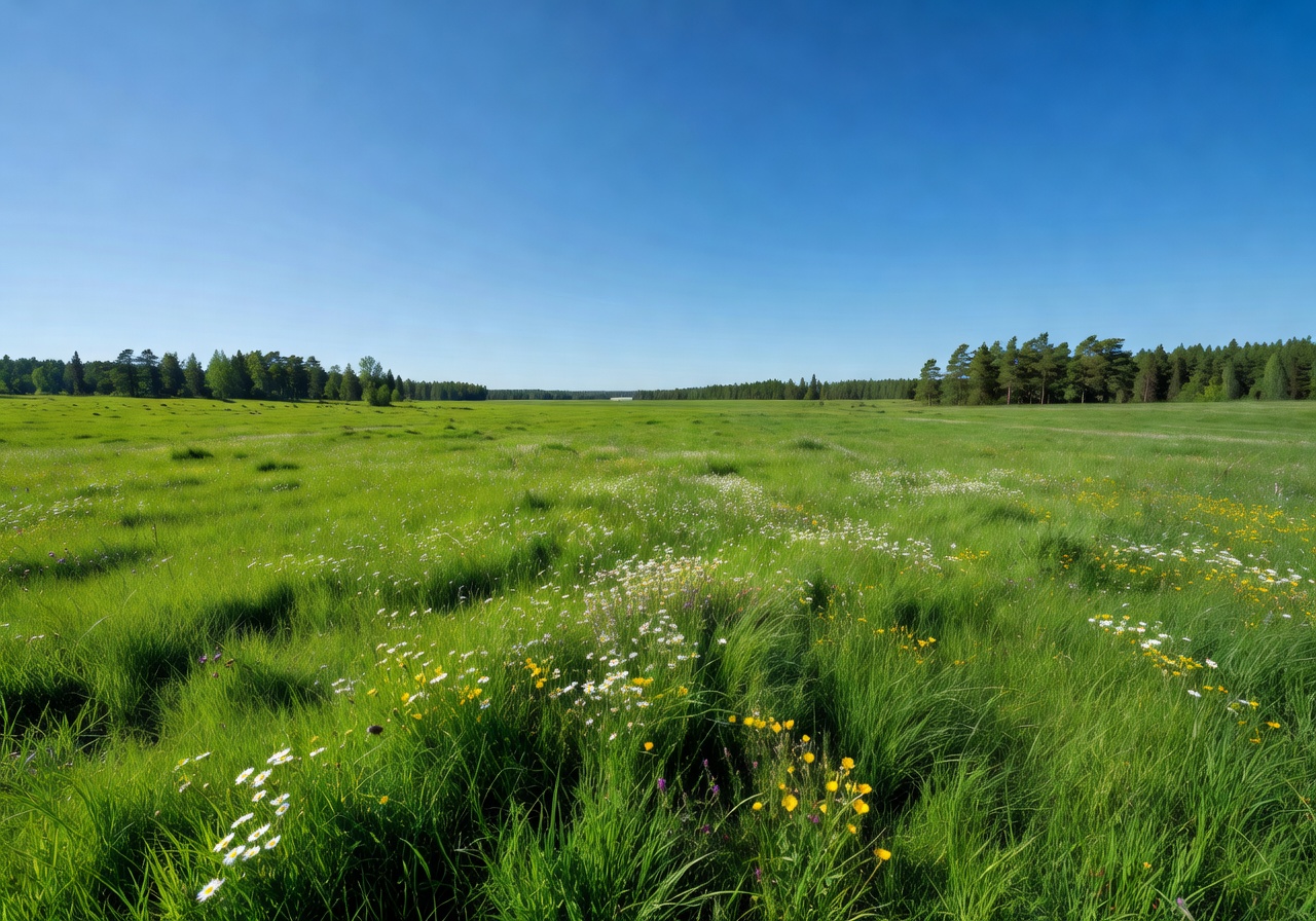 Green open spaces and lakeside area at Kupittaa Park in Turku, Finland